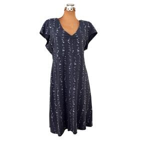 Toad&Co Sz L Rosemarie Dress Navy Stretch Wicking A-Line Active Travel Vacation
